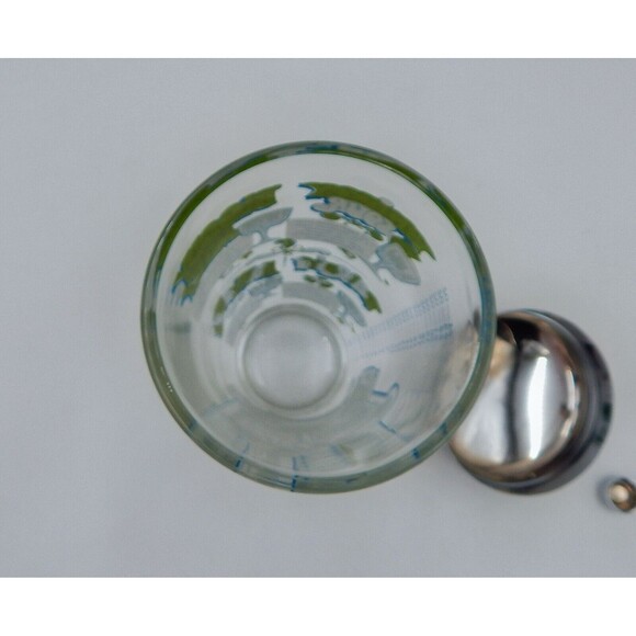 Hazel Atlas Large Cocktail Shaker MCM Whiskey Sour Bloody Mary Green White - Picture 7 of 9